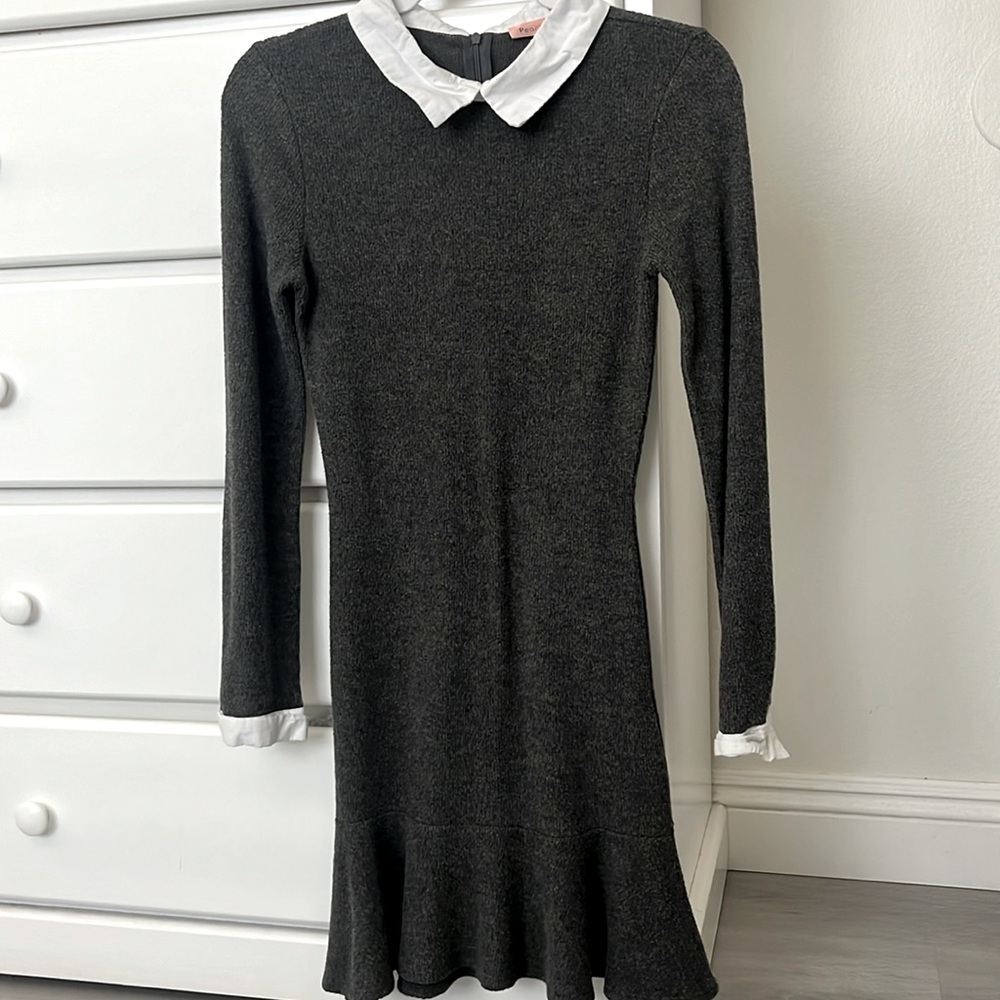 Collared, cuffed long sleeve dress